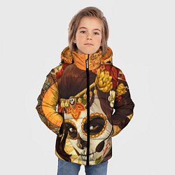 Куртка зимняя для мальчика Девушка. Сахарный череп, цвет: 3D-светло-серый — фото 2