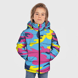 Куртка зимняя для мальчика Камуфляж: голубой/розовый/желтый, цвет: 3D-красный — фото 2