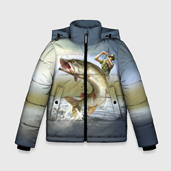 Куртка зимняя для мальчика Дерзская щука, цвет: 3D-черный