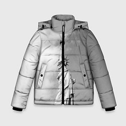 Куртка зимняя для мальчика Статуя Свободы, цвет: 3D-черный
