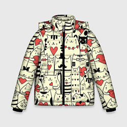 Куртка зимняя для мальчика Любящие котики, цвет: 3D-светло-серый