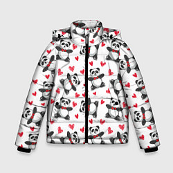 Куртка зимняя для мальчика Любимые панды, цвет: 3D-черный