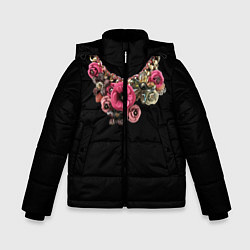 Куртка зимняя для мальчика Золото и цветы, цвет: 3D-черный