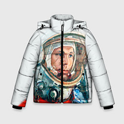 Куртка зимняя для мальчика Гагарин в полете, цвет: 3D-светло-серый