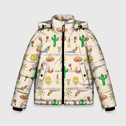 Куртка зимняя для мальчика Мексиканский коллаж, цвет: 3D-черный