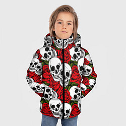 Куртка зимняя для мальчика Черепа в розах, цвет: 3D-светло-серый — фото 2