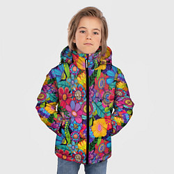 Куртка зимняя для мальчика Яркие цветы, цвет: 3D-светло-серый — фото 2