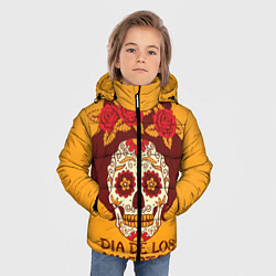 Куртка зимняя для мальчика Мексиканский череп, цвет: 3D-светло-серый — фото 2