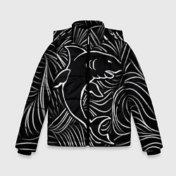 Куртка зимняя для мальчика Акула в в морской пучине, цвет: 3D-черный