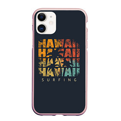 Чехол iPhone 11 матовый Hawaii Surfing, цвет: 3D-светло-розовый