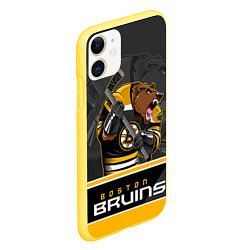 Чехол iPhone 11 матовый Boston Bruins цвета 3D-желтый — фото 2