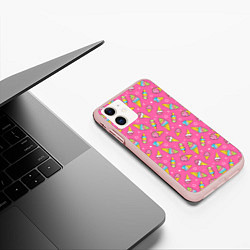 Чехол iPhone 11 матовый Мороженка, цвет: 3D-светло-розовый — фото 2