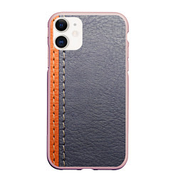 Чехол iPhone 11 матовый Кожа, цвет: 3D-светло-розовый