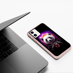 Чехол iPhone 11 матовый Panda Cosmonaut, цвет: 3D-светло-розовый — фото 2