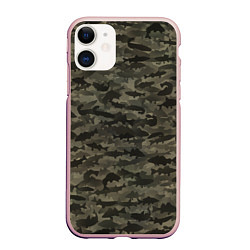 Чехол iPhone 11 матовый Камуфляж рыбака, цвет: 3D-светло-розовый