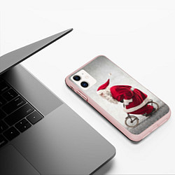 Чехол iPhone 11 матовый Санта, цвет: 3D-светло-розовый — фото 2