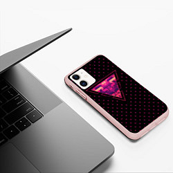 Чехол iPhone 11 матовый Треугольная геометрия, цвет: 3D-светло-розовый — фото 2