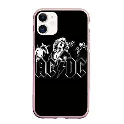 Чехол iPhone 11 матовый AC/DC: Mono, цвет: 3D-светло-розовый