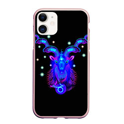 Чехол iPhone 11 матовый Космический Козерог, цвет: 3D-светло-розовый