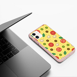 Чехол iPhone 11 матовый Pizza, цвет: 3D-светло-розовый — фото 2
