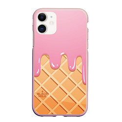 Чехол iPhone 11 матовый Мороженое Black Milk, цвет: 3D-светло-розовый