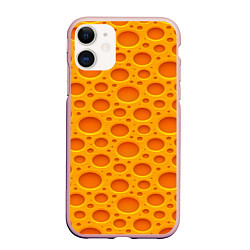 Чехол iPhone 11 матовый Сыр, цвет: 3D-светло-розовый