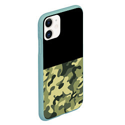 Чехол iPhone 11 матовый Камуфляж: черный/хаки, цвет: 3D-мятный — фото 2