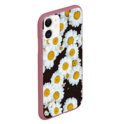 Чехол iPhone 11 матовый Аромашки, цвет: 3D-малиновый — фото 2
