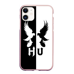 Чехол iPhone 11 матовый HU: Black & White, цвет: 3D-светло-розовый