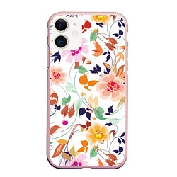 Чехол iPhone 11 матовый Нежные цветы, цвет: 3D-светло-розовый