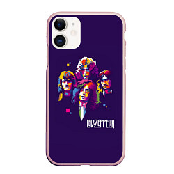 Чехол iPhone 11 матовый Led Zeppelin: Violet Art, цвет: 3D-светло-розовый
