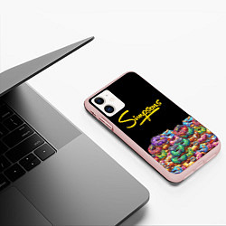Чехол iPhone 11 матовый Simpsons Donuts, цвет: 3D-светло-розовый — фото 2