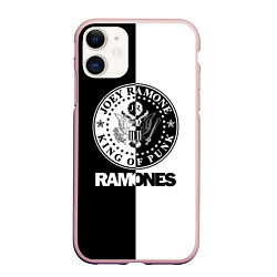 Чехол iPhone 11 матовый Ramones B&W, цвет: 3D-светло-розовый