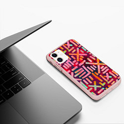 Чехол iPhone 11 матовый Geometry Etnic, цвет: 3D-светло-розовый — фото 2