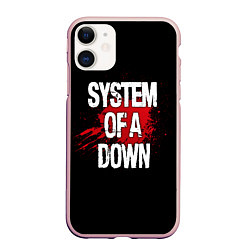 Чехол iPhone 11 матовый System of a Down Blood, цвет: 3D-светло-розовый