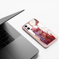 Чехол iPhone 11 матовый Darling in the FranXX, цвет: 3D-светло-розовый — фото 2