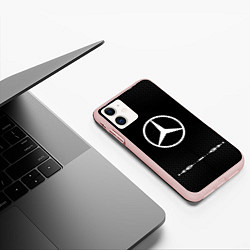 Чехол iPhone 11 матовый Mercedes: Black Abstract, цвет: 3D-светло-розовый — фото 2