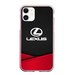 Чехол iPhone 11 матовый Lexus: Grey Carbon, цвет: 3D-светло-розовый