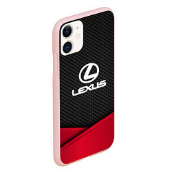 Чехол iPhone 11 матовый Lexus: Grey Carbon, цвет: 3D-светло-розовый — фото 2
