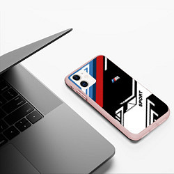 Чехол iPhone 11 матовый BMW GEOMETRY SPORT БМВ M PERFORMANCE, цвет: 3D-светло-розовый — фото 2