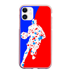 Чехол iPhone 11 матовый Уличный баскетболист, цвет: 3D-светло-розовый