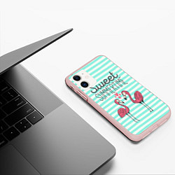 Чехол iPhone 11 матовый Sweet Summer Flamingo, цвет: 3D-светло-розовый — фото 2