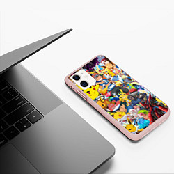 Чехол iPhone 11 матовый Pokemon Bombing, цвет: 3D-светло-розовый — фото 2