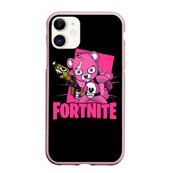 Чехол iPhone 11 матовый Fortnite, цвет: 3D-светло-розовый