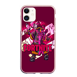 Чехол iPhone 11 матовый Fortnite, цвет: 3D-светло-розовый