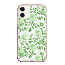 Чехол iPhone 11 матовый Пышная растительность, цвет: 3D-светло-розовый