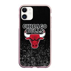 Чехол iPhone 11 матовый CHICAGO BULLS, цвет: 3D-светло-розовый