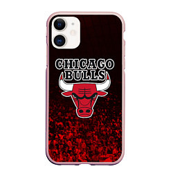 Чехол iPhone 11 матовый CHICAGO BULLS, цвет: 3D-светло-розовый