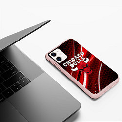 Чехол iPhone 11 матовый CHICAGO BULLS, цвет: 3D-светло-розовый — фото 2