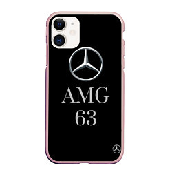 Чехол iPhone 11 матовый Mersedes AMG 63, цвет: 3D-светло-розовый